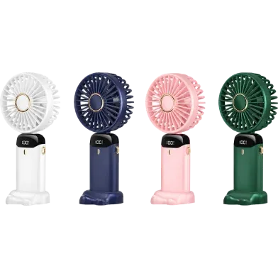 USB Handheld Mini Fan Foldable Portable Fans 5 Speed USB Rechargeable Fan with Phone Stand and Display Screen - Rokomari product
